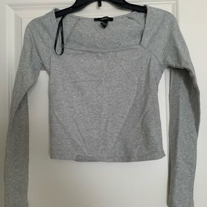 Forever 21 long sleeve gray crop top, size M